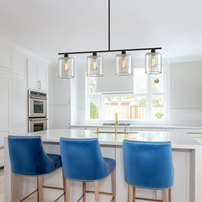 4-Light Iron Kitchen Pendant Light Adjustable Height