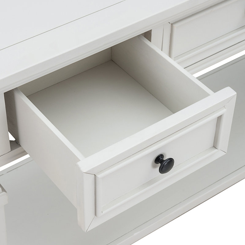 Console de style rétro classique avec trois tiroirs supérieurs et une tablette inférieure de style ouvert, table de couloir