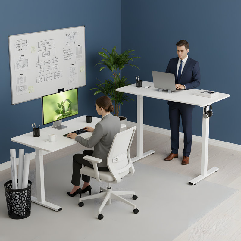 Adjustable Metal Base Standing Desk, 118cm H x 120cm W x 60cm D