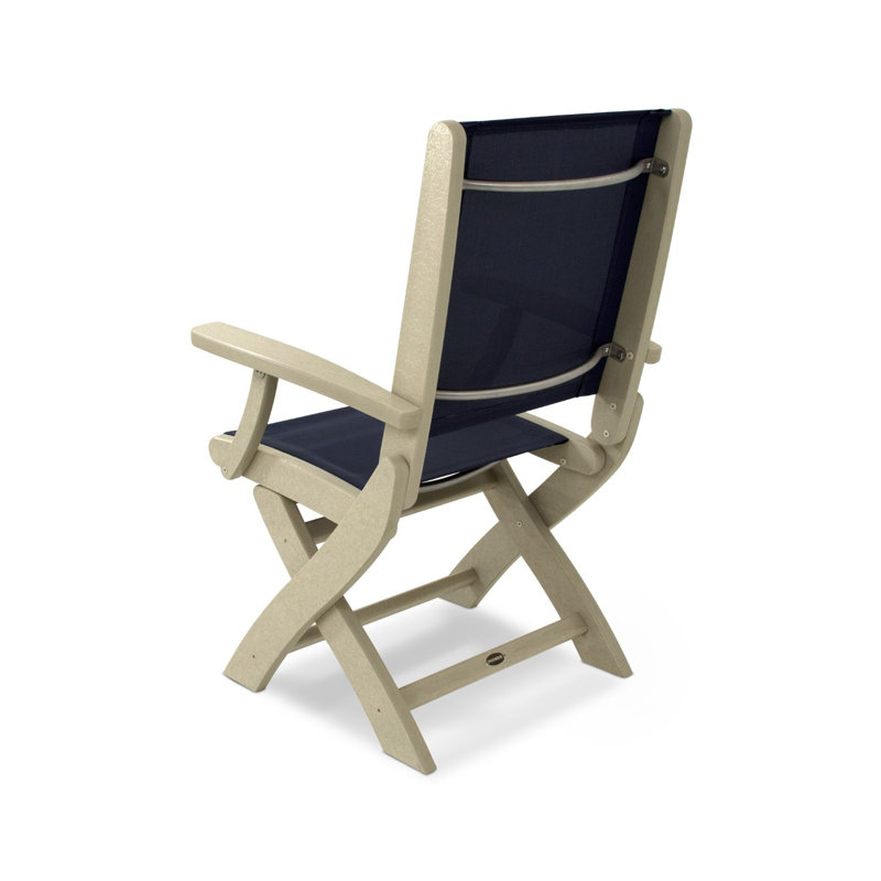 Chaise pliante POLYWOOD Coastal, Siège sable / cadre bleu marine