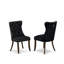 Ensemble de table de salle à manger moderne 5 pièces avec tissu en lin 4 chaises rembourrées noires, dossier capitonné et une table ronde de 54 po au fini noyer antique.-1242156791