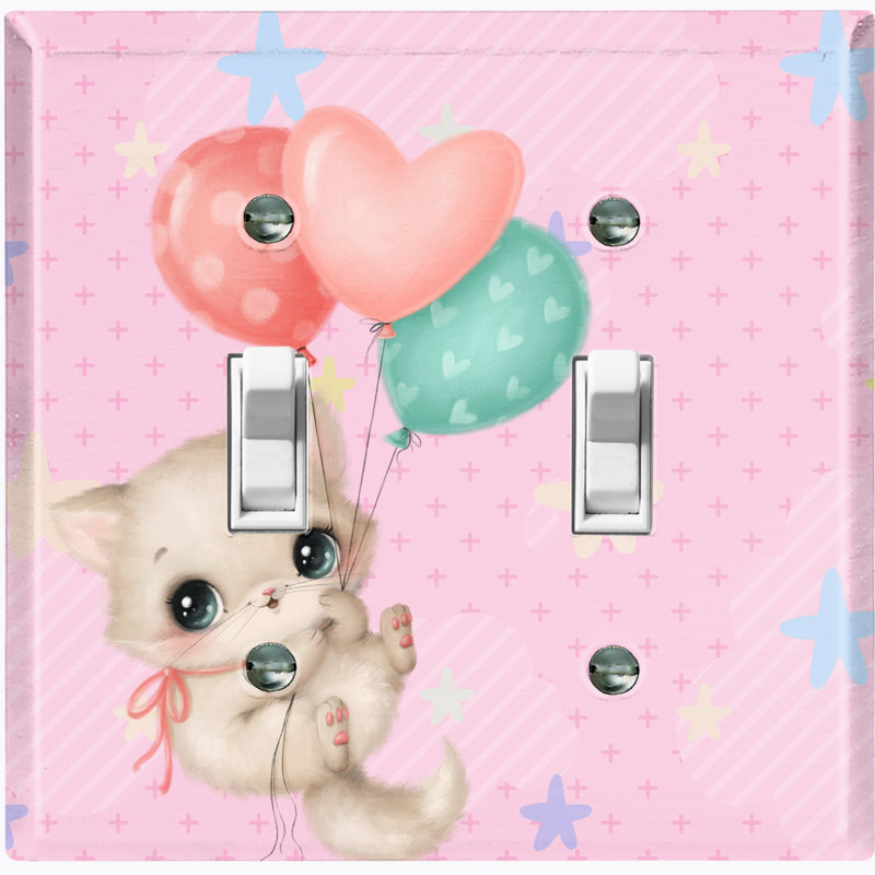 Plaque murale mignonne pour chat avec 2 ballons
