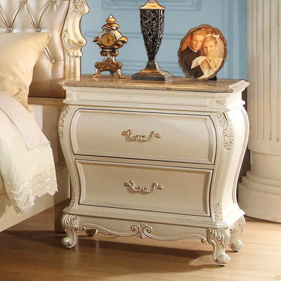 Table de chevet 2 tiroirs avec pieds Queen Anne