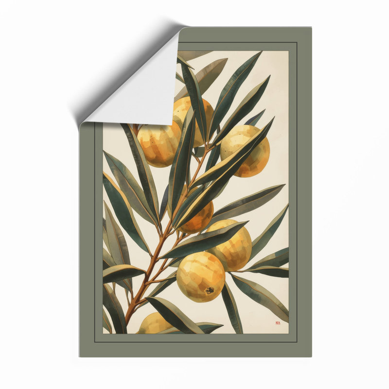 Golden Fruit Branch Botanical - Framed Print, Unframed, A3 - 42.0 x 29.7 cm