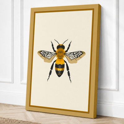 Detailed Bee Study Botanical - Wrapped Canvas