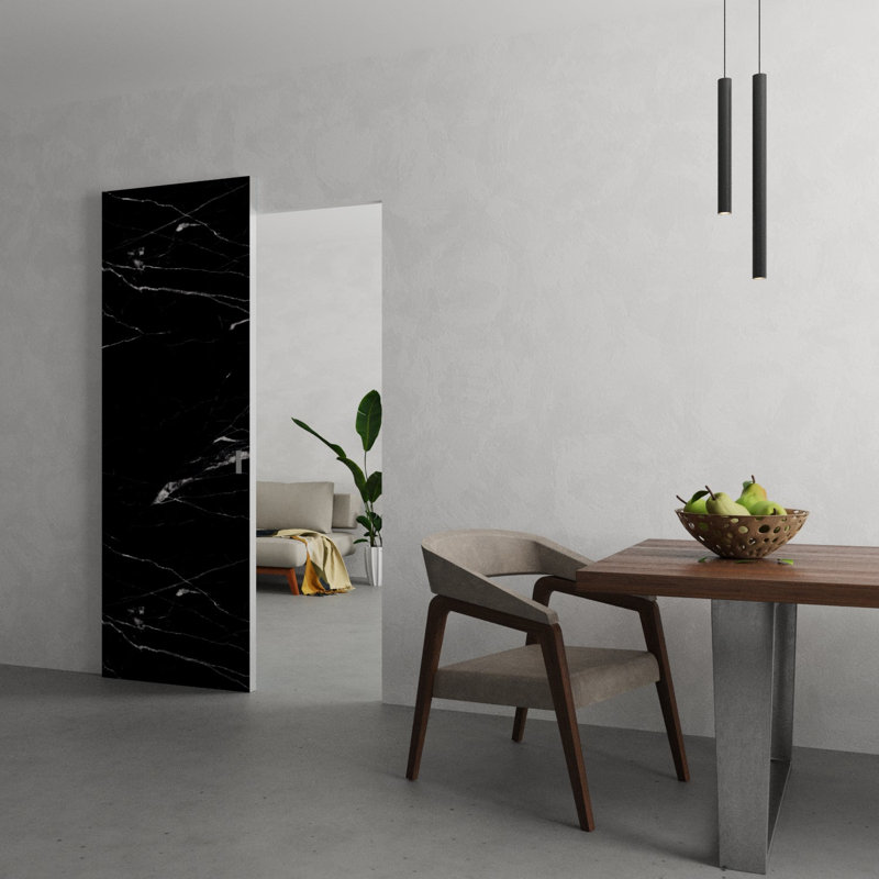 Grange cachée avec bords argentés | Planum 0010, 28" x 80", Nero Marquina