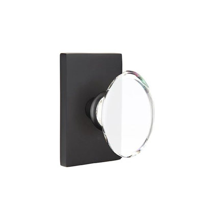 Ensemble de mortaise intérieure Emtek Passage avec rosette rectangulaire moderne et poignée en verre Hampton (droite)