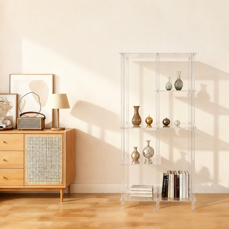 Clear Acrylic Bookshelf, Open Display Cuboid Bookcase