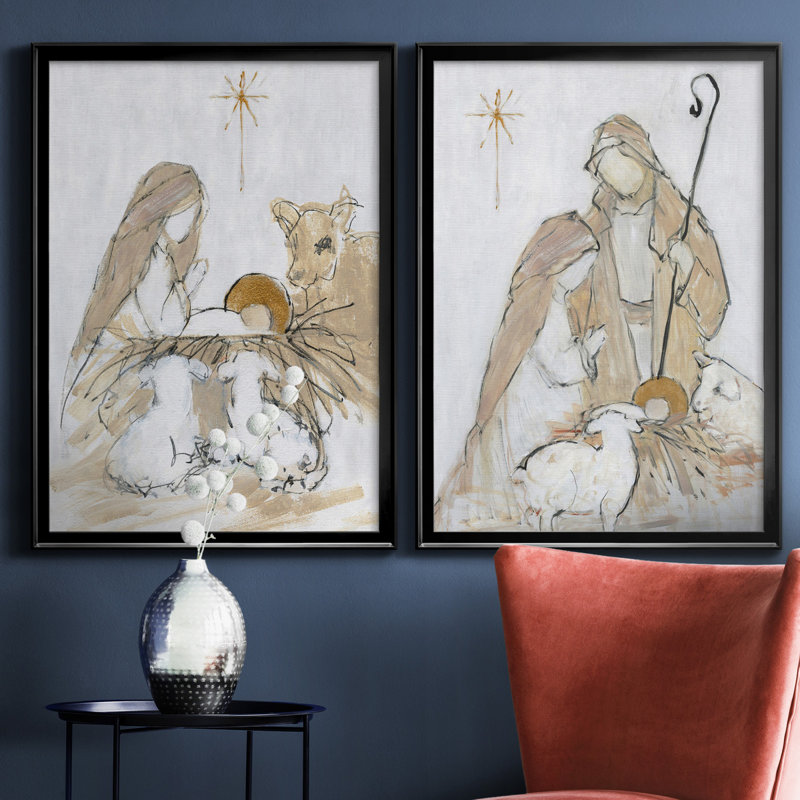 Sainte nuit, ensemble de 2 impressions, Impression encadrée sans passe-partout, H 22,5 po x l 61 po, Ne s’applique pas