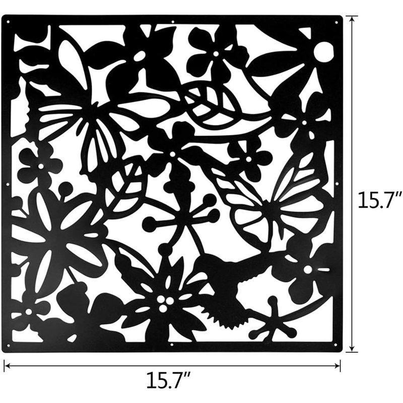 12 pièces de cloisons suspendues à motif de fleurs découpées pour la décoration de salon - noir