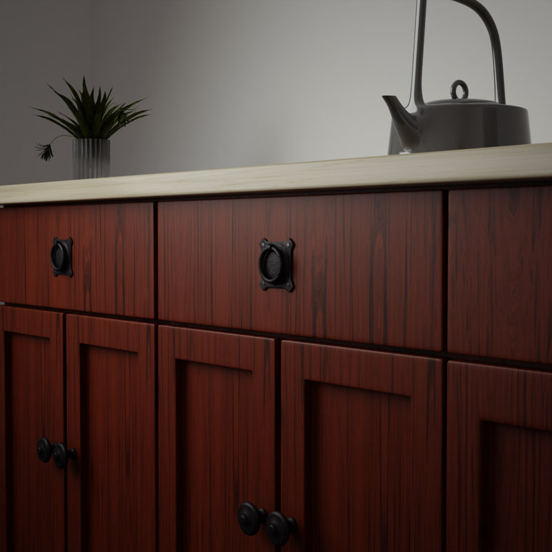 Black Wrought Iron Ring Cabinet Pulls with Mounting Hardware