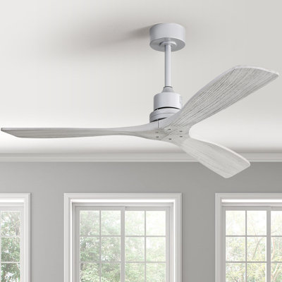 Sofucor Kemp 52" 3-Solid Wood Blade Classic Ceiling Fan with Remote Control and no Lights