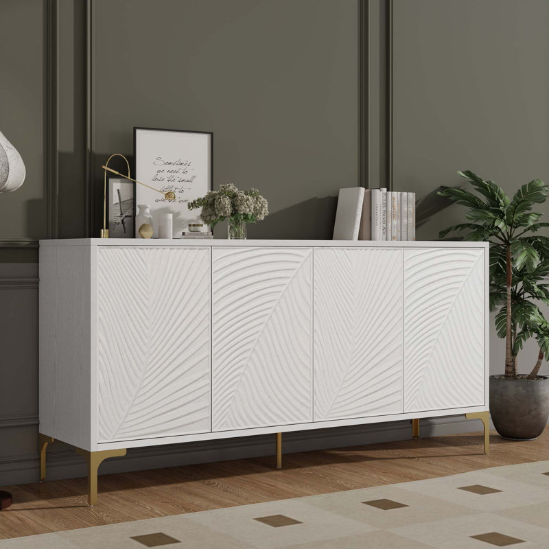 Buffet 60 po avec 4 portes Radiant, Blanc