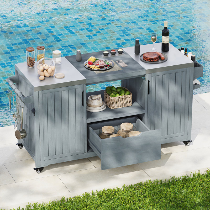 Îlot de cuisine 66,5 po pour les gros œufs verts, Grey Blue