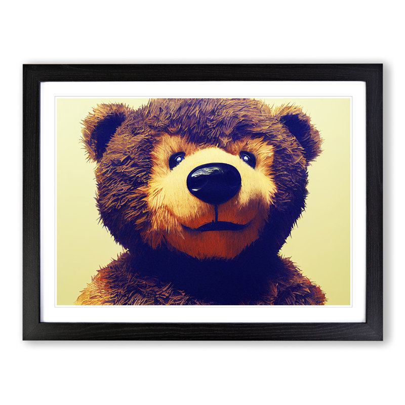 Dazzling Teddy Bear - Single Picture Frame Print, Black Framed, 34cm H x 46cm W x 2cm D