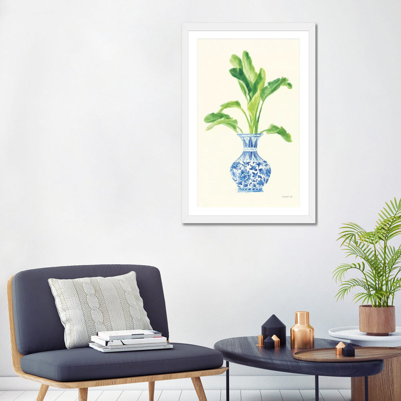 Palm Chinoiserie I by Danhui Nai - Painting, White, 32" H x 24" W x 1" D, White Paper