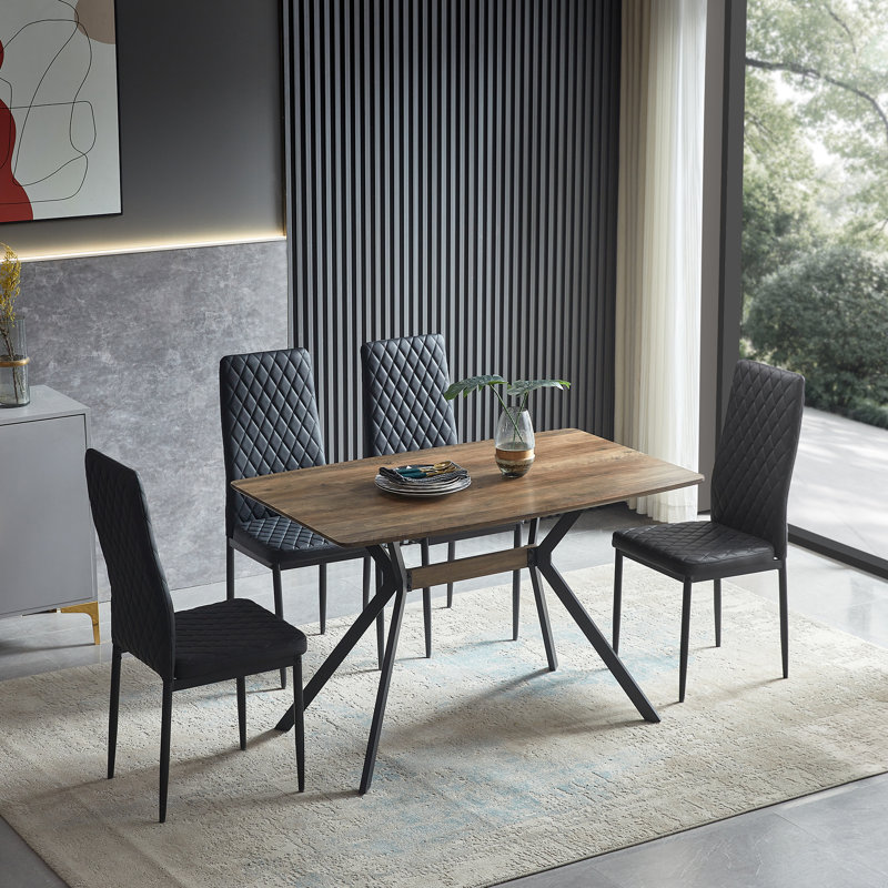 Plateau de table en bois aggloméré de style minimaliste moderne, Noyer / noir