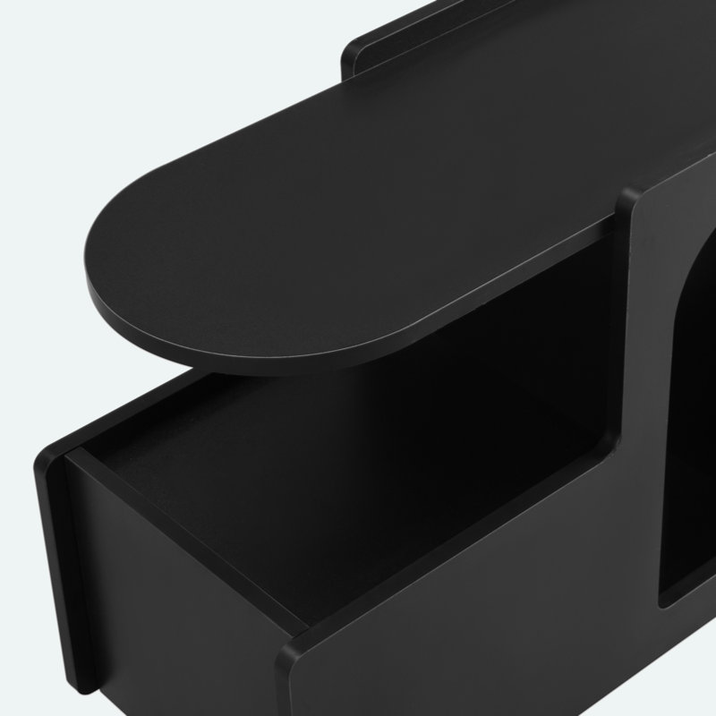 Versatile Mobile End Table With Storage And Lockable Wheels, Ideal For Any Room In Your Home., Black