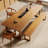Brown Rectangular Solid Wood Dining Table-108225479