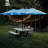 Large Rectangular Poolside Patio Umbrella With - Blue 15 Ft Double Outdoor Base &