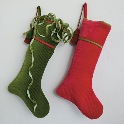 Quilted Cotton Velvet Stocking W Tassels