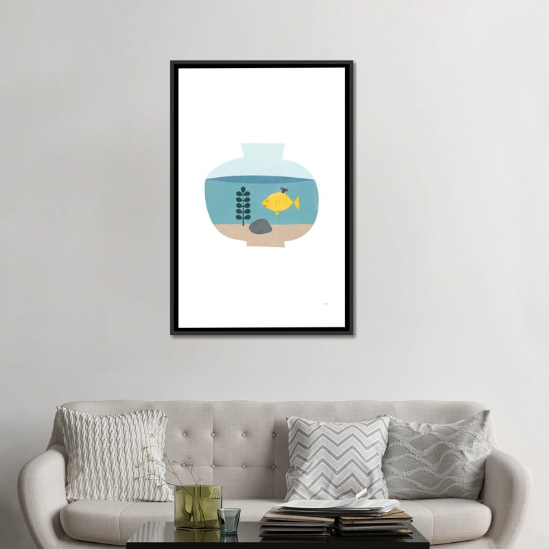 « un poisson rouge », impression sur toile, H 48 po x l 32 po x P 1,5 po, Toile avec cadre noir, Pas de tapis
