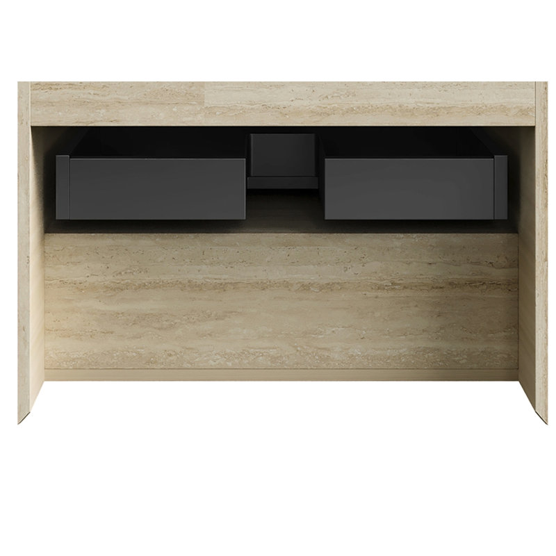 Armoire de 30 po avec un tiroir et une tablette ouverte, finition d'aspect, construction en contreplaqué, caractéristiques, bandes de chant, glissement en douceur, éclairage à DEL avec aspect de texture, contreplaqué de haute qualité, imperméable