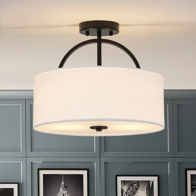 Plafonnier semi-encastré cylindrique rond 2 lumières Ralston, Noir