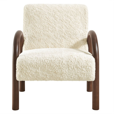 Lunet Faux Shearling Accent Armchair In Ecru