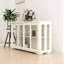 White Kitchen Storage Cupboard With Glass Door. Strong Construction For Lasting Use. 2 Sliding Doors And Adjustable Shelf Organized Space. Finish. Non-Slip Bottom To Keep Floor Safe Cabinet - Crafted