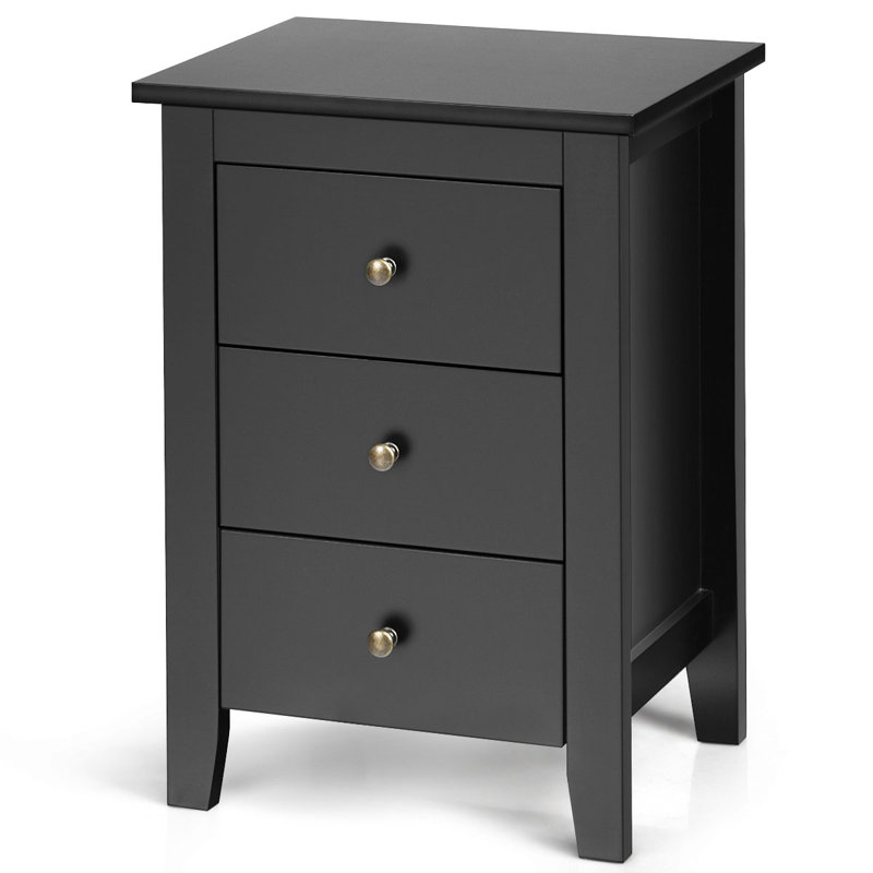 Bentleyville 46cm W Manufactured Wood Bedside Table, Black