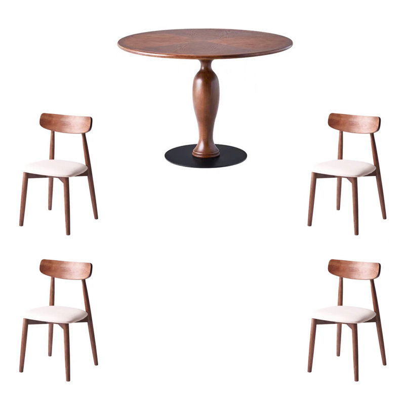 Combinaison de table et de chaises en bois massif rétro