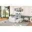 Lit simple en bois avec tête de lit avec prises de courant, lit extensible avec lit gigogne simple avec trois tiroirs de rangement-225765991-225765989