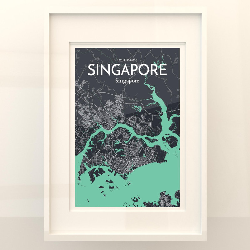 Singapore City Map In Dream - No Frame Print, 27.6cm H x 19.7cm W x 0.05cm D