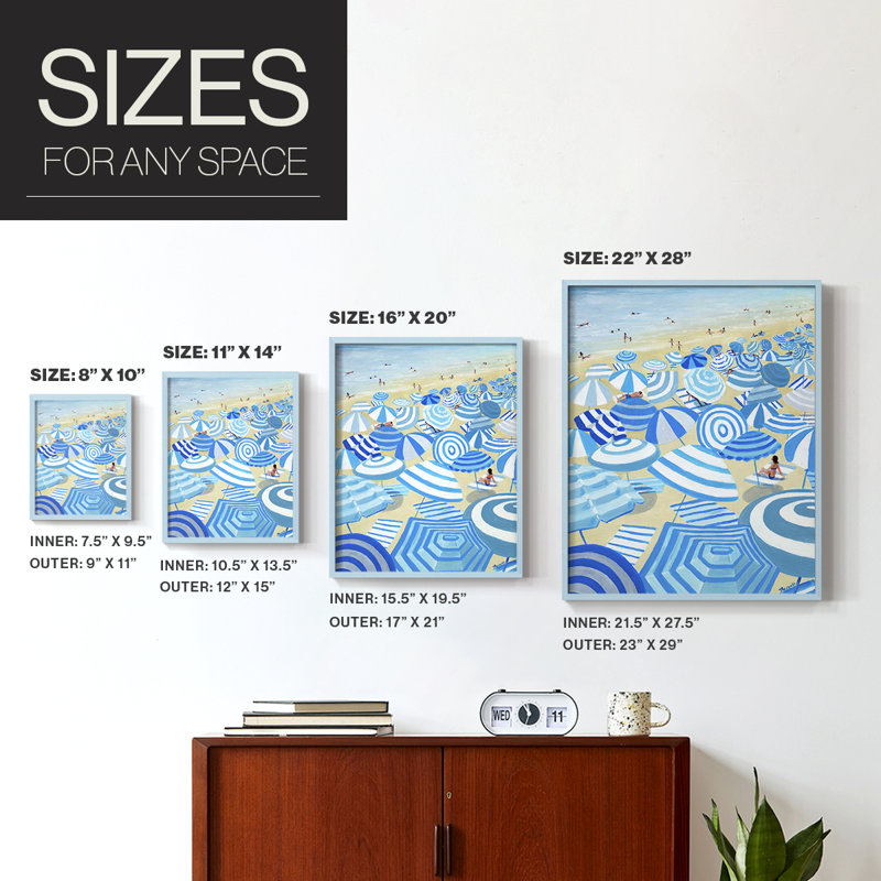 Ciel bleu plage, reproduction encadrée - bois massif, Bleu, H 10 po x l 8 po