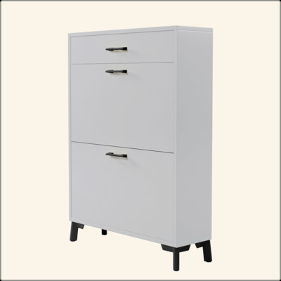 Shoe Storage Cabinet For Entryway, Free Standing Shoe Organizer With 2 Flip Drawers, Hidden Shoe Rack Storage Organizer For Doorway Hallway Closet