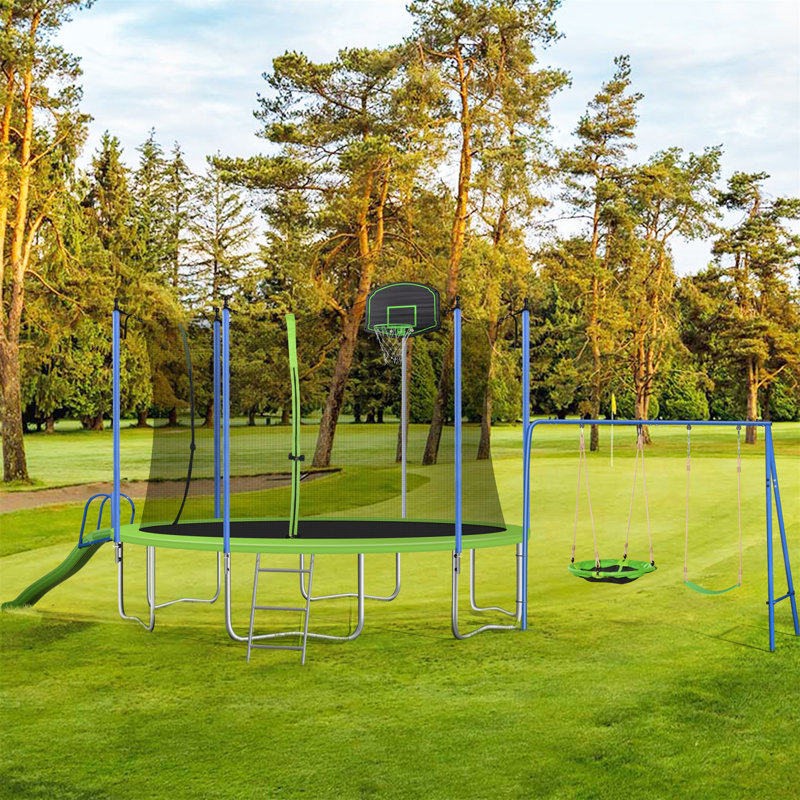 Abrahams Round Backyard Trampoline with Safety Enclosure