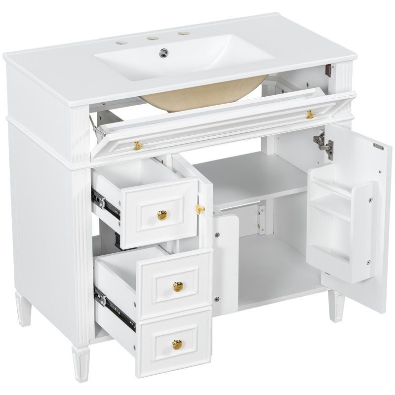 Meuble-lavabo moderne avec lavabo, Blanc