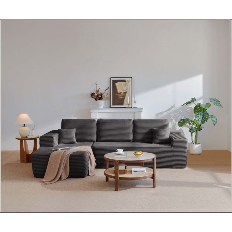 Canapé modulaire Cloud avec méridienne en forme de L et poches latérales, conception modulaire moderne, assise profonde, canapé rembourré pour le salon / la chambre à coucher, aucun assemblage requis (tissu moelleux), orienté vers la gauche