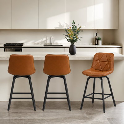 Tabouret de comptoir pivotant 26 po avec siège en similicuir