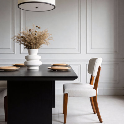 Ensemble de 2 chaises de salle à manger modernes sans accoudoirs en tissu beige avec pieds en bois pour une décoration intérieure contemporaine
