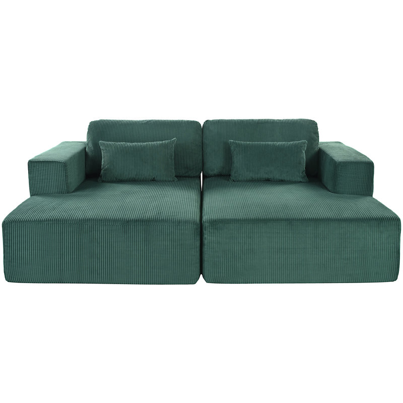 Canapé-lit double en Corduroy avec 2 coussins, parfait pour les salons, les appartements et les bureaux