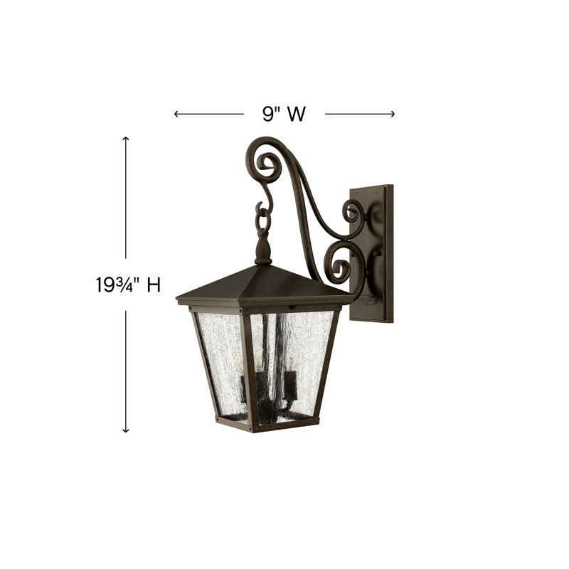Trellis 3 - Bulb Outdoor Wall Lantern, Clear Seedy, LED, Regency Bronze