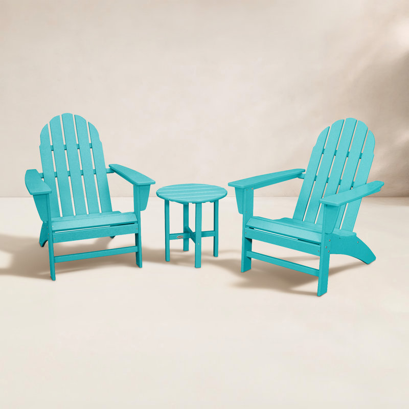 POLYWOOD Classic Adirondack Folding Adirondack 3-Piece Set, Aruba