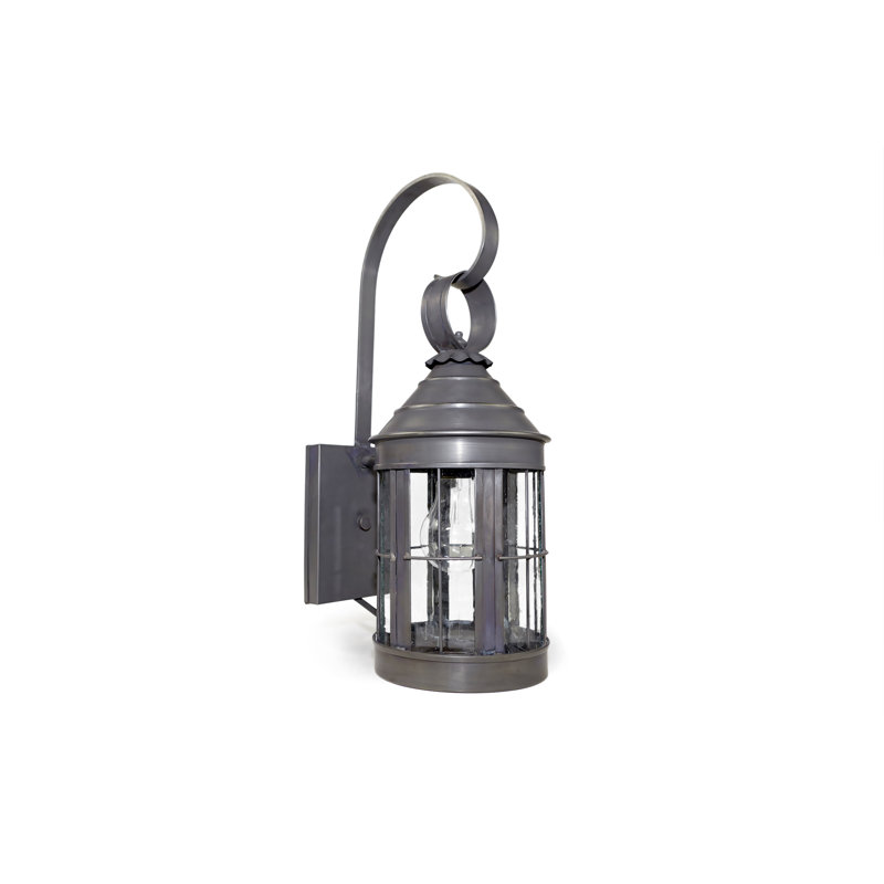 Lanterne murale d’extérieur 1 ampoule Heal, Laiton foncé, Transparent granuleux