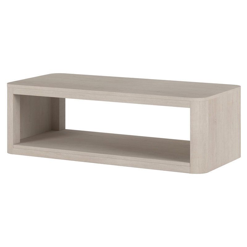 Kellan 47" Wide Rectangular Coffee Table in Grain, Alder White
