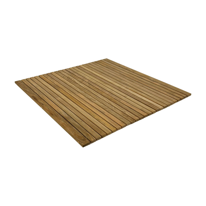 Tapis de douche en teck naturel de style nordique avec pieds en caoutchouc 30 po x 30 po