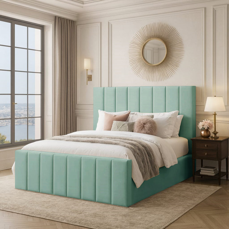 Judsonia Upholstered Ottoman Storage Bed, UK Super King - DE 180 x 200 cm, Duck Egg