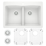 Diamond 33" L x 22" W Double Basin Dual Mount Kitchen Sink with Accessories