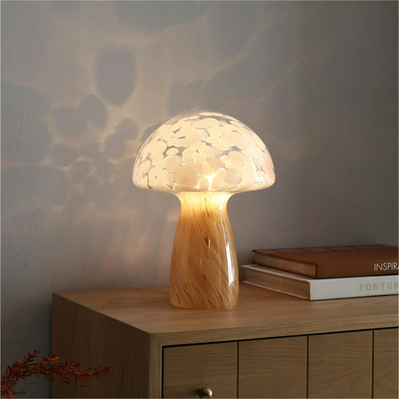 Lampe de table champignon 12 po 12 po, Ivoire ivoire, Blanc